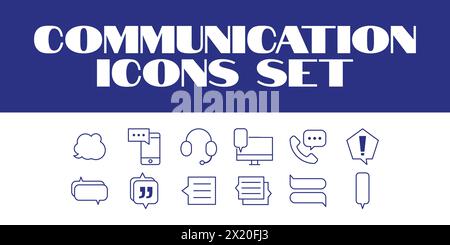 Line Communication Message Icons Set Vector Msg texting Vector Icons Set Stock Vector
