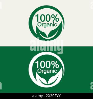 100 percent organic vector logo design. Can use for label, badge, print, flyer, banner, web, element infographic-vector Stock Vector