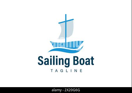 Sailing ship design with blue sea waves vector illustration Stock Vector
