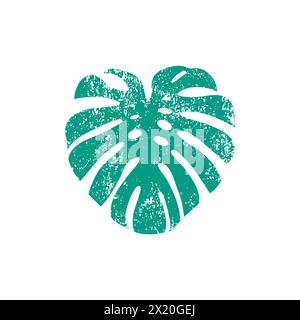 Monstera Leaf Grunge Vector Design. Leaf Icon Stock Vector