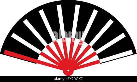 Ornamental asian hand fan icon, traditional culture concept Stock Vector