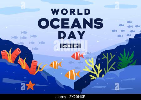 gradient world ocean day background illustration vector design Stock Vector