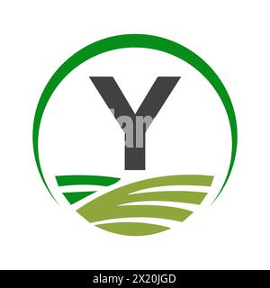 Agriculture Logo On Letter Y Concept For Farming Symbol Stock Vector