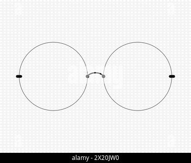 Rimless round glasses on transparent background. Circle eyeglasses. Vector illustration. Stock Vector