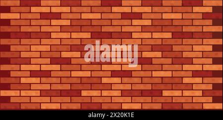 Brick wall background. Red and brown brick wall seamless pattern for continuous replicate Stock Vector