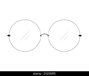 Rimless glasses with round lenses. Circle eyeglasses icon. Isolated vector illustration on white background. Stock Vector