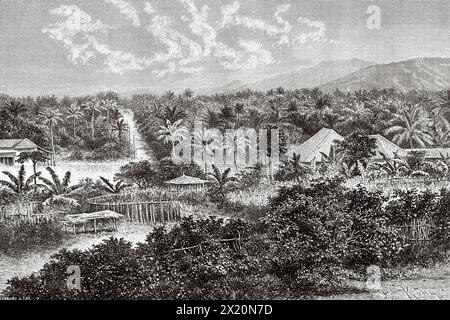 Engraving of the island before the eruption. The volcanic eruption of ...
