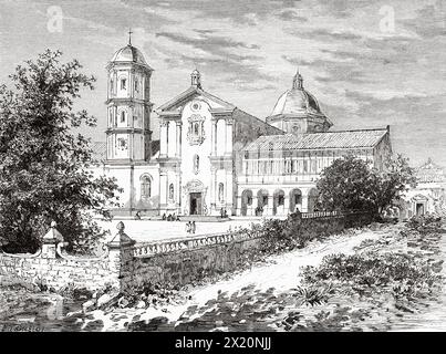 Cathedral of San Sebastian de Lipa, Philippines, South Asia. Drawing by Dieudonne Lancelot (1823 - 1895) Luzon and Palawan, six years of travel in the Philippines by Alfred Marche (1844-1898) Le Tour du Monde 1886 Stock Photo