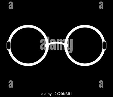 Eyeglasses on black background with round lenses. Glasses with round frame. Isolated vector illustration. Silhouette. Stock Vector