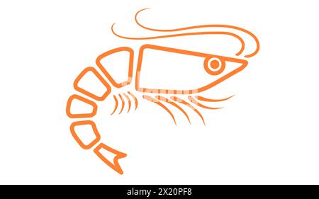 Vector icon of shrimp in line art style. Vector illustration of shrimp in flat style. Stock Vector