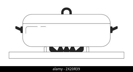 Stovetop pot lid black and white 2D line cartoon object Stock Vector
