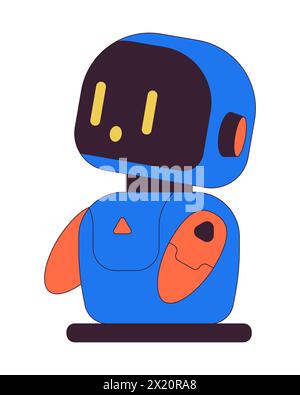 Little companion robot wow amazed 2D linear cartoon character Stock Vector