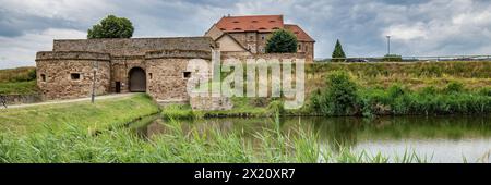 The Heldrungen moated castle combines many styles and was built in the 7th century. expanded into a fortress based on the French model, Thuringia, Ger Stock Photo