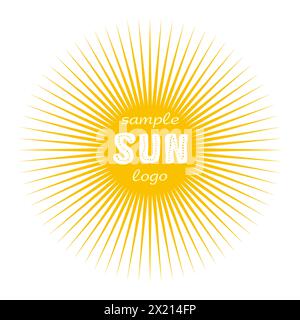 Sun shape with beams. Design element. Logotype concept. Creative round icon. Star template. Background concept. Decorative shiny ball. Abstract symbol Stock Vector