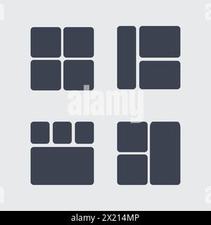 Layout UI wireframe Icons for Web Graphics and Apps. Module structure layout. Rows and columns. Stock vector illustration isolated on white background Stock Vector