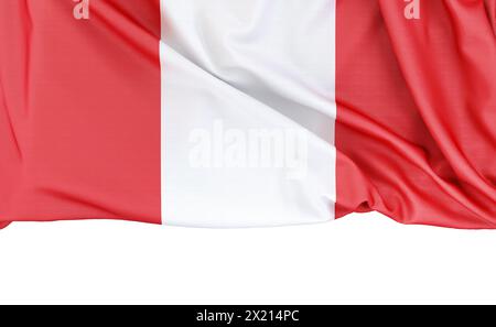 Flag of Peru isolated on white background with copy space below. 3D rendering Stock Photo