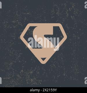 Superhero icon with letter S inside the shield. Stock vector illustration isolated on dark background. Stock Vector