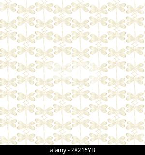 Butterflies golden foil seamless pattern. Vector background for textile, fabric, wallpaper, scrapbook. Insects with wings drawing for surface design. Stock Vector