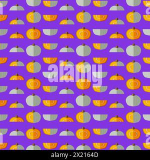 Seamless pattern with Crown Prince Squash. Winter squash. Cucurbita maxima. Fruit and vegetables. Flat style. Isolated vector illustration. Stock Vector