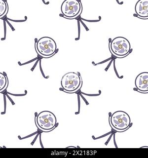 seamless pattern with electric desk fan or hand fan. Vector illustration can used for electric equipment banner, flyer or poster, wrapping paper. Stock Vector