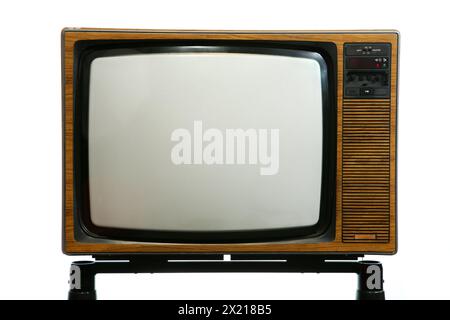 Television Cathode Ray tube in wooden case Stock Photo