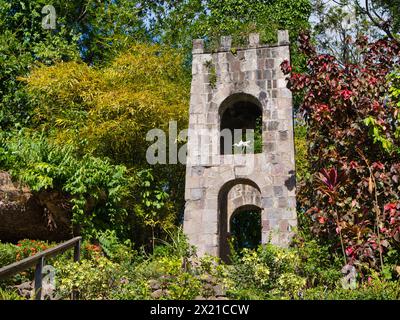 St Kitts - Jan 25 2024: The old bell tower on he Romney Manor on the Wingfield Estate. The bell was rung to signal to slaves. The tower is the best pr Stock Photo