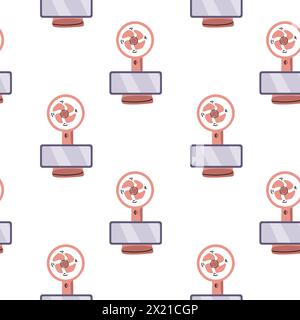 seamless pattern with electric desk fan or hand fan. Vector illustration can used for electric equipment banner, flyer or poster, wrapping paper. Stock Vector
