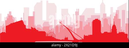 Red panoramic city skyline poster of DUBLIN, IRELAND Stock Vector