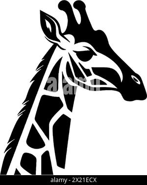 Vector illustration of a giraffe in black silhouette against a clean white background, capturing graceful forms. Stock Vector