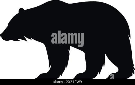 Vector illustration of a bear, badger in black silhouette against a clean white background, capturing graceful forms. Stock Vector