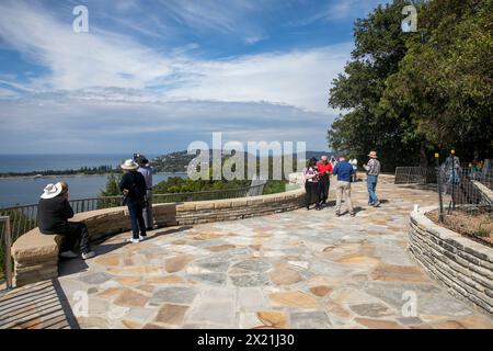 West Head lookout point in Ku-Ring-Gai chase national park, views of Barrenjoey headland Palm Beach and Hawkesbury Lion Island, Sydney,NSW,Australia Stock Photo