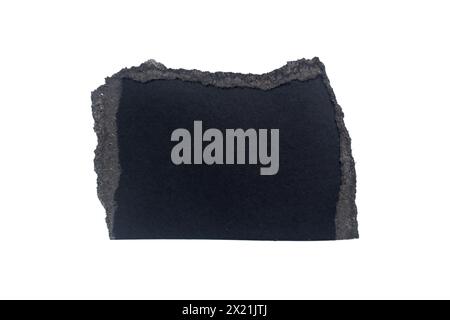 Ripped black paper piece on white background. Torn paper with copy ...