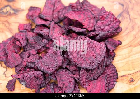 Root beet (Beta vulgaris), beetroot crisps Stock Photo