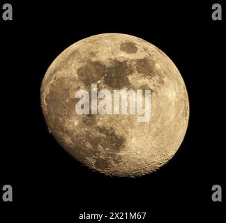 Moon three days before full moon, Germany, Lower Saxony, Brunswick Stock Photo