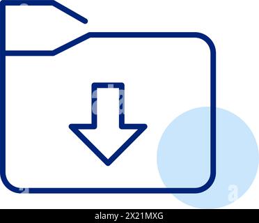 File folder with arrow pointing down. Downloading files. Pixel perfect, editable stroke icon Stock Vector