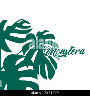 Monstera Plants Illustration Background Stock Vector