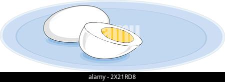 Boiled eggs in a plate vector illustration Stock Vector
