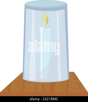 Burning candle in a jar vector illustration Stock Vector