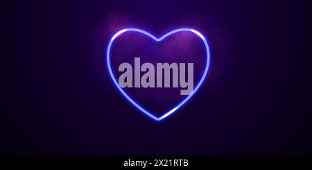 Heart-shaped neon wire with smoke on dark backdrop Stock Vector