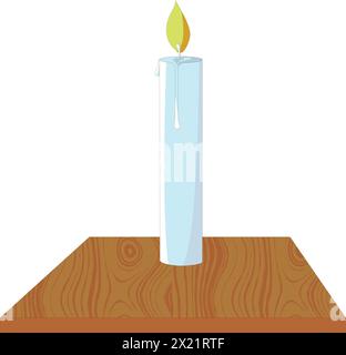 Burning candle on a wooden board vector illustration Stock Vector