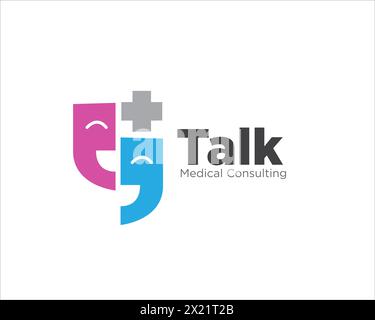 talk and health care logo designs for medical consult Stock Vector