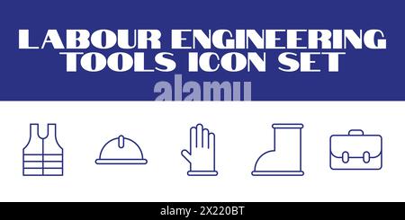 Labour day icon set. Labor Tools Icon Vector graphic illustration. Line Icons set of Engineering tools Stock Vector