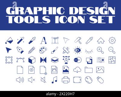 Set of thin line icons of graphic design, Art, creativity and graphic design Vector Icons Stock Vector