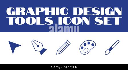 Set of thin line icons of graphic design, Art, creativity and graphic design Vector Icons Stock Vector