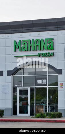 Houston, Texas USA 04-07-2024: Mahana Fresh storefront exterior restaurant chain business company vertical, Houston TX USA. Stock Photo