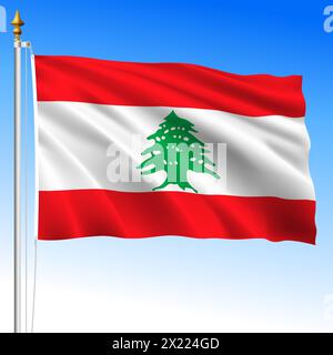 Lebanon, official national waving flag, middle east, vector illustration Stock Vector