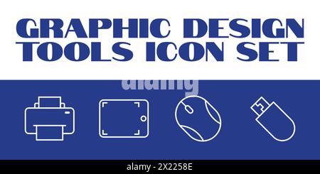 Set of thin line icons of graphic design, Art, creativity and graphic design Vector Icons Stock Vector