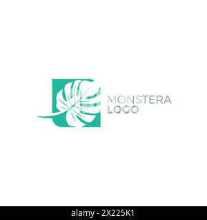 Monstera Logo Simple Design. monstera vector illustration Stock Vector