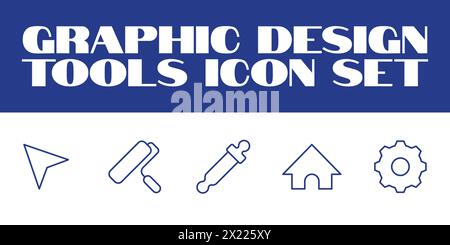 Set of thin line icons of graphic design, Art, creativity and graphic design Vector Icons Stock Vector