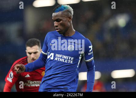 Nicolas Jackson of Chelsea. - Chelsea v Manchester United, Premier League, Stamford Bridge Stadium, London, UK - 4th April 2023. Editorial Use Only - DataCo restrictions apply. Stock Photo